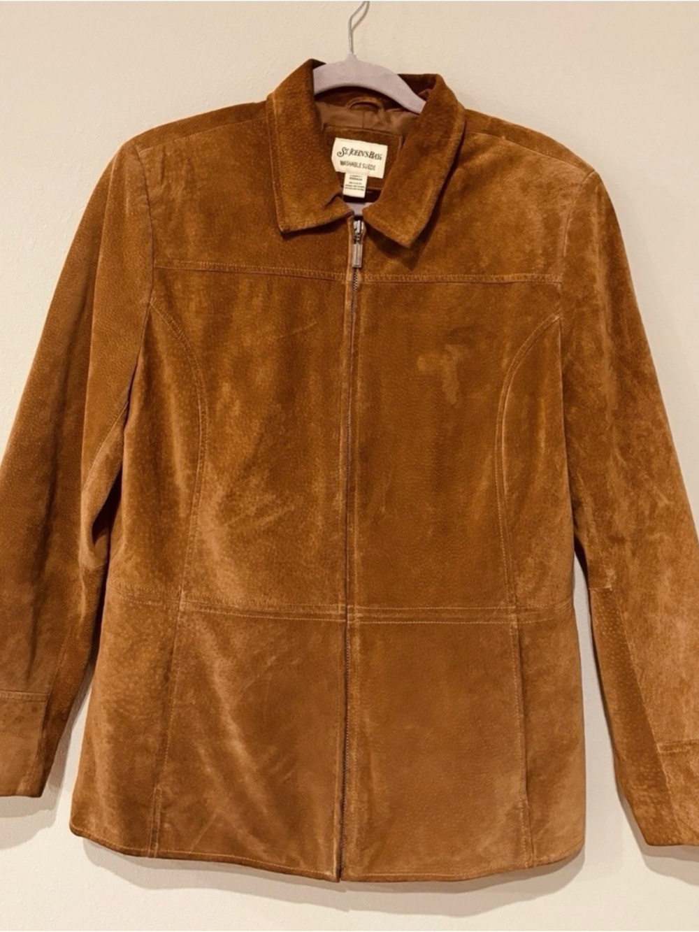 St. John's Bay Suede Jacket Large Warm Brown Classic Western Fall Festival Soft